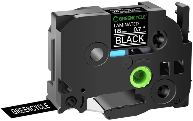 Main image of GREENCYCLE TZe-345 18mm 0.7 Laminated Black Tape Compatible for Brother P-Touch White on Black TZ-345 TZe345 3/4 inch TZe TZ Tape for Ptouch PTD410 PTD400 PTD610BT PTD600