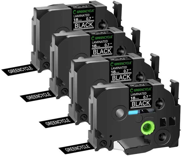 Main image of GREENCYCLE TZe-345 18mm 0.7 Laminated Black Tape Compatible for Brother P-Touch White on Black TZ-345 TZe345 3/4 inch TZe TZ Tape for Ptouch PTD410 PTD400 PTD610BT PTD600, 4 Pack