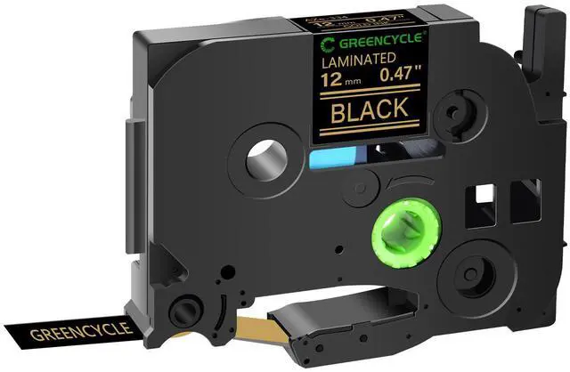 Main image of GREENCYCLE TZe-334 12mm 0.47 Laminated Black Tape Compatible for Brother P-Touch Gold on Black TZ-334 TZe334 1/2 inch TZe TZ Tape for Ptouch PT-D210 D220 H110 H100