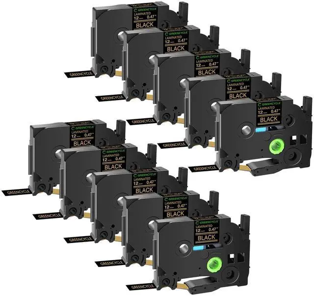 Main image of GREENCYCLE TZe-334 12mm 0.47 Laminated Black Tape Compatible for Brother P-Touch Gold on Black TZ-334 TZe334 1/2 inch TZe TZ Tape for Ptouch PT-D210 D220 H110 H100, 20 Pack