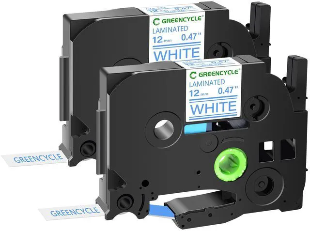 Main image of GREENCYCLE TZe-233 12mm 0.47 Laminated White Tape Compatible for Brother P-Touch Blue on White TZ-233 TZe233 1/2 inch TZe TZ Tape for Ptouch PT-D210 D220 H110 H100, 2 Pack