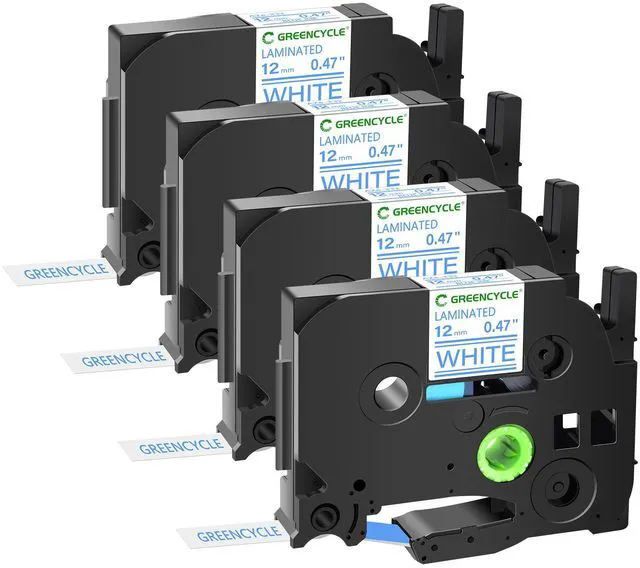 Main image of GREENCYCLE TZe-233 12mm 0.47 Laminated White Tape Compatible for Brother P-Touch Blue on White TZ-233 TZe233 1/2 inch TZe TZ Tape for Ptouch PT-D210 D220 H110 H100, 4 Pack