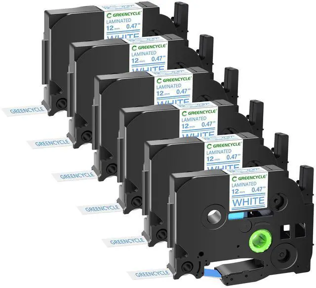 Main image of GREENCYCLE TZe-233 12mm 0.47 Laminated White Tape Compatible for Brother P-Touch Blue on White TZ-233 TZe233 1/2 inch TZe TZ Tape for Ptouch PT-D210 D220 H110 H100, 6 Pack