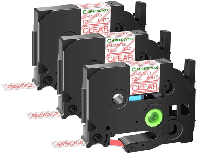 Main image of GREENCYCLE TZe-132 12mm 0.47 Laminated Clear Tape Compatible for Brother P-Touch Red on Clear TZ-132 TZe132 1/2 inch TZe TZ Tape for Ptouch PT-D210 D220 H110 H100, 3 Pack