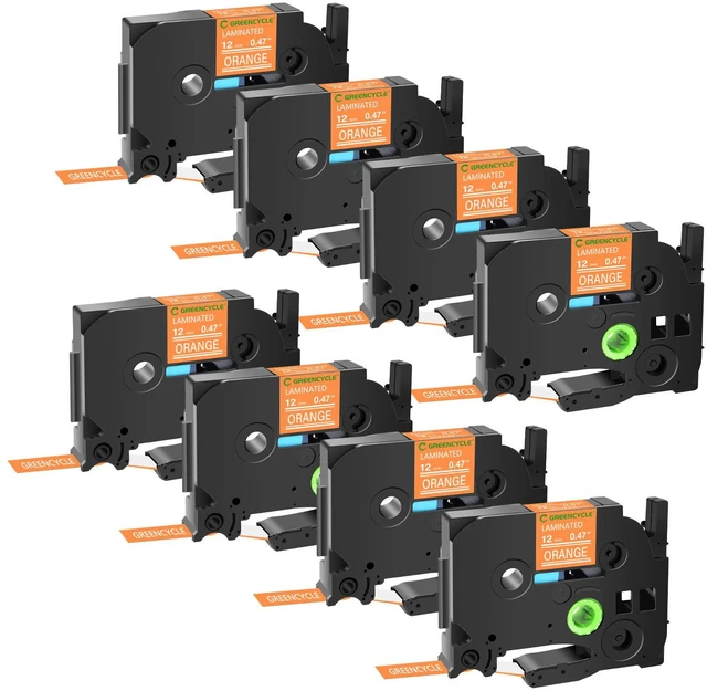 Main image of GREENCYCLE TZe-635 12mm 0.47 Laminated Orange Tape Compatible for Brother P-Touch White on Orange TZ-635 TZe635 1/2 inch TZe TZ Tape for Ptouch PT-D210 D220 H110 H100, 8 Pack