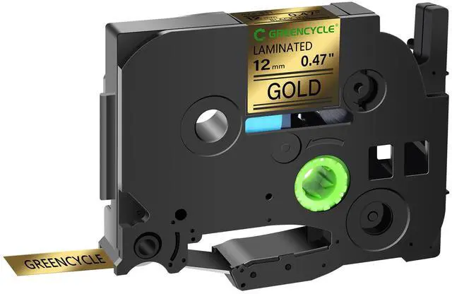 Main image of GREENCYCLE TZe-831 12mm 0.47 Laminated Gold Tape Compatible for Brother P-Touch Black on Gold TZ-831 TZe831 1/2 inch TZe TZ Tape for Ptouch PT-D210 D220 H110 H100