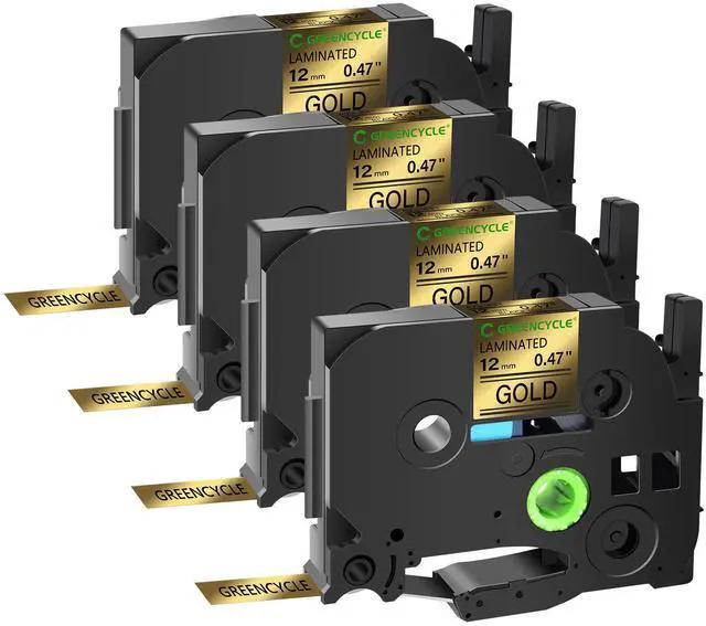 Main image of GREENCYCLE TZe-831 12mm 0.47 Laminated Gold Tape Compatible for Brother P-Touch Black on Gold TZ-831 TZe831 1/2 inch TZe TZ Tape for Ptouch PT-D210 D220 H110 H100, 4 Pack