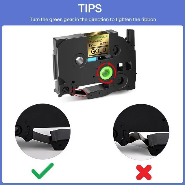 Alt view image 3 of 6 - GREENCYCLE TZe-831 12mm 0.47 Laminated Gold Tape Compatible for Brother P-Touch Black on Gold TZ-831 TZe831 1/2 inch TZe TZ Tape for Ptouch PT-D210 D220 H110 H100