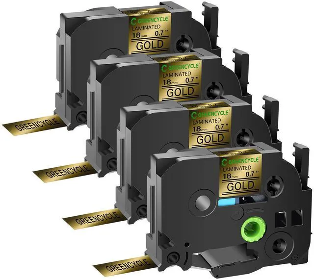 Main image of GREENCYCLE TZe-841 18mm 0.7 Laminated Gold Tape Compatible for Brother P-Touch Black on Gold TZ-841 TZe841 3/4 inch TZe TZ Tape for Ptouch PTD410 PTD400 PTD610BT PTD600, 4 Pack