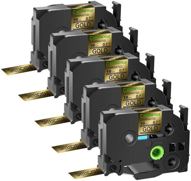 Main image of GREENCYCLE TZe-841 18mm 0.7 Laminated Gold Tape Compatible for Brother P-Touch Black on Gold TZ-841 TZe841 3/4 inch TZe TZ Tape for Ptouch PTD410 PTD400 PTD610BT PTD600, 5 Pack