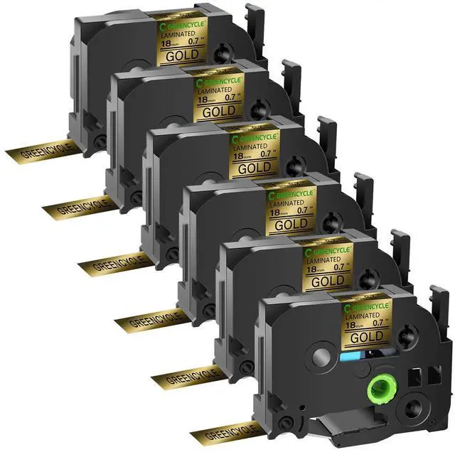 Main image of GREENCYCLE TZe-841 18mm 0.7 Laminated Gold Tape Compatible for Brother P-Touch Black on Gold TZ-841 TZe841 3/4 inch TZe TZ Tape for Ptouch PTD410 PTD400 PTD610BT PTD600, 6 Pack