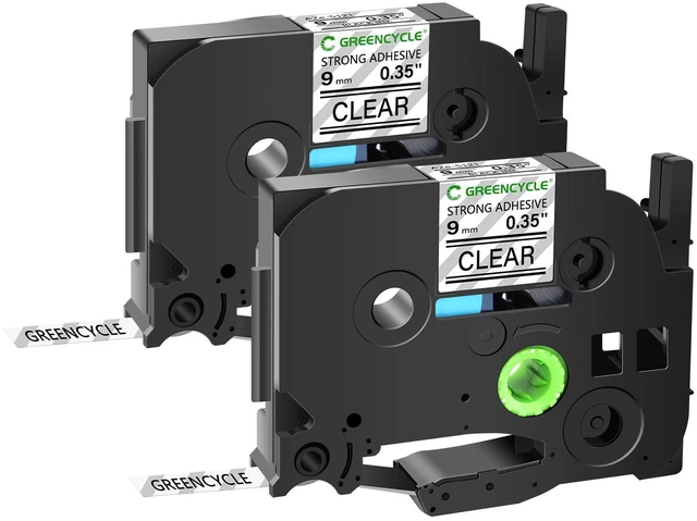 Main image of GREENCYCLE Extra Strength TZe-S121 9mm 0.35 Laminated Clear Tape Compatible for Brother P-Touch Black on Clear TZ-S121 TZeS121 3/8 inch TZe TZ Tape for Ptouch PT-D210 D220 H110 H100, 2 Pack