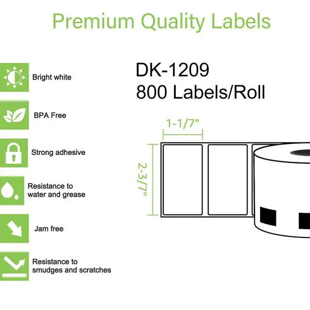 Alt view image 5 of 6 - GREENCYCLE 1 Roll Large Address Label Compatible for Brother DK-1209 2.4 in x 1.1 in Use with Brother QL Label Printers (800 Labels/Roll)