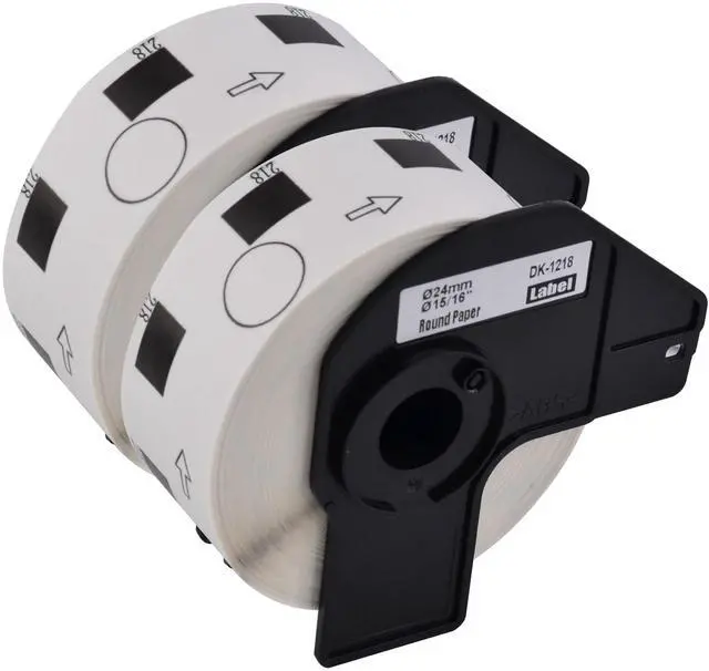 Main image of GREENCYCLE 2 Roll DK-1218 DK1218 Die-Cut Round Paper Labels Diameter 1" (0.94" Dia) Compatible for Brother QL-500, QL-570, QL-1050, 1000 Labels/Roll,with Cartridge Frames