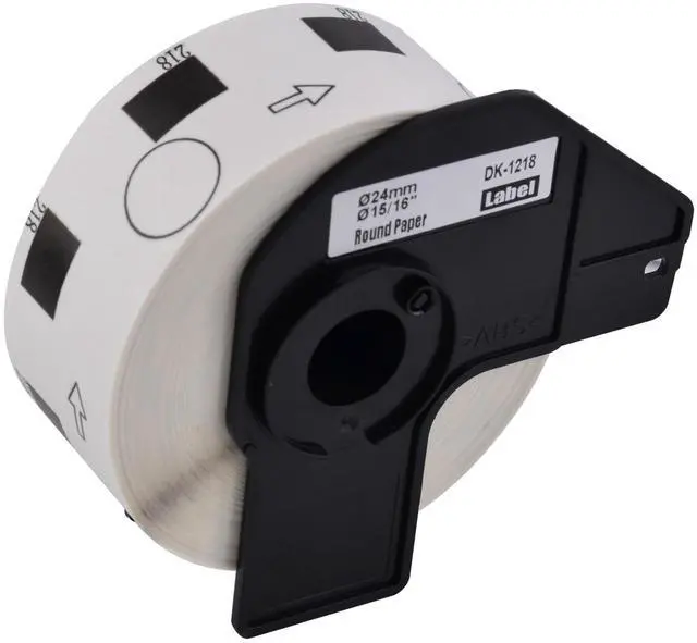 Main image of GREENCYCLE 1 Roll DK-1218 DK1218 Die-Cut Round Paper Labels Diameter 1" (0.94" Dia) Compatible for Brother QL-500, QL-570, QL-1050, 1000 Labels/Roll,with Cartridge Frames