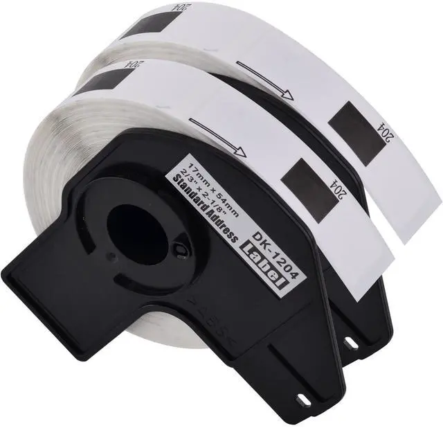 Main image of GREENCYCLE 2 Roll DK-1204 DK1204 Die-Cut Multipurpose Paper Labels 2/3" x 2-1/8" (0.66 in X 2.1 in) Compatible for Brother QL-1050 QL-1060N QL-1100 QL-1110NWB, 400 Labels/Roll,with Cartridge Frame