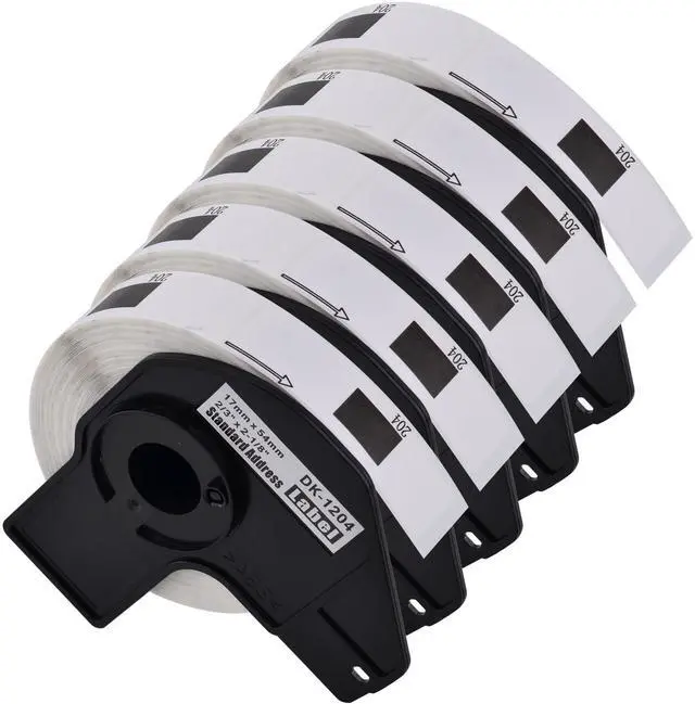 Main image of GREENCYCLE 5 Roll DK-1204 DK1204 Die-Cut Multipurpose Paper Labels 2/3" x 2-1/8" (0.66 in X 2.1 in) Compatible for Brother QL-1050 QL-1060N QL-1100 QL-1110NWB, 400 Labels/Roll,with Cartridge Frame