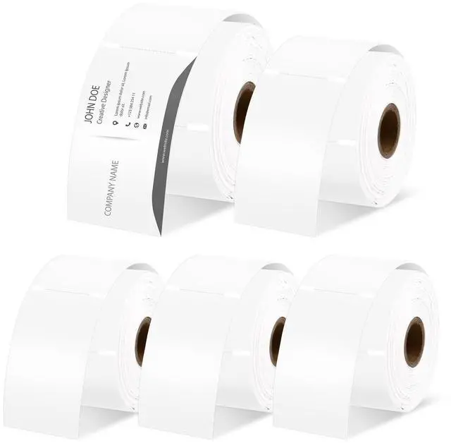 Main image of GREENCYCLE 5 Roll Compatible for Dymo LabelWriter 30374 Business and Appointment Cards Non Adhesive, 2" x 3.5" White, NOT FIT 550 & 5XL, 300 Labels Per Roll