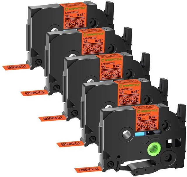 Main image of GREENCYCLE Compatible for Brother P-Touch Label Tape TZe-B21 9mm 0.35" Laminated Fluorescent Orange TZeB21 TZ-B21 TZe TZ 3/8 inch Black on Orange Label Tape, 5 Pack