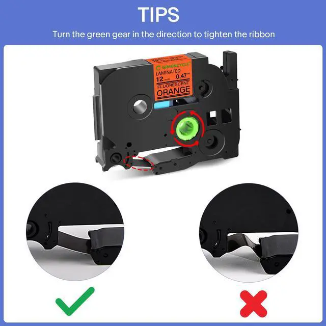 Alt view image 2 of 6 - GREENCYCLE Compatible for Brother P-Touch Label Tape TZe-B21 9mm 0.35" Laminated Fluorescent Orange TZeB21 TZ-B21 TZe TZ 3/8 inch Black on Orange Label Tape, 6 Pack