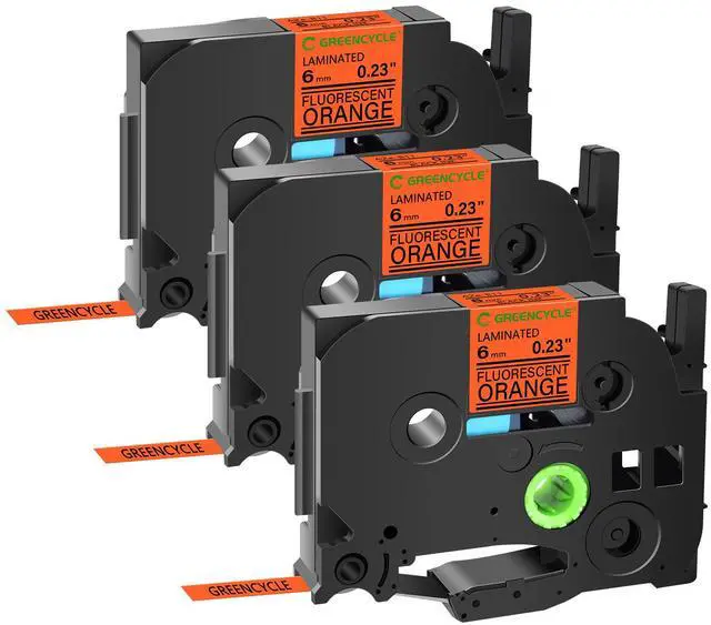 Main image of GREENCYCLE Compatible for Brother P-Touch Label Tape TZe-B41 18mm 0.7" Laminated Fluorescent Orange TZeB41 TZ-B41 TZe TZ 3/4 inch Black on Orange Label Tape, 3 Pack