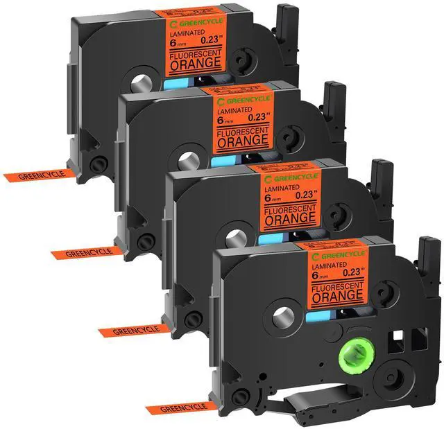 Main image of GREENCYCLE Compatible for Brother P-Touch Label Tape TZe-B41 18mm 0.7" Laminated Fluorescent Orange TZeB41 TZ-B41 TZe TZ 3/4 inch Black on Orange Label Tape, 4 Pack