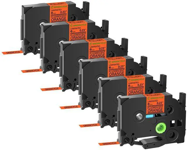 Main image of GREENCYCLE Compatible for Brother P-Touch Label Tape TZe-B41 18mm 0.7" Laminated Fluorescent Orange TZeB41 TZ-B41 TZe TZ 3/4 inch Black on Orange Label Tape, 6 Pack