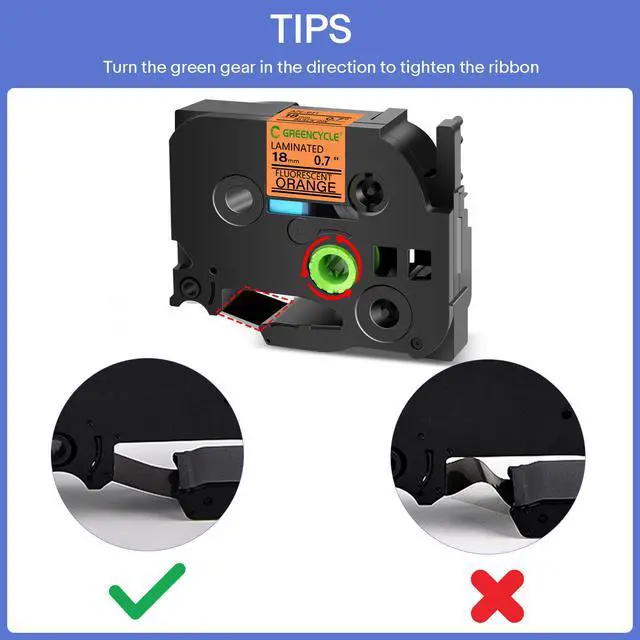 Alt view image 4 of 6 - GREENCYCLE Compatible for Brother P-Touch Label Tape TZe-B41 18mm 0.7" Laminated Fluorescent Orange TZeB41 TZ-B41 TZe TZ 3/4 inch Black on Orange Label Tape, 2 Pack