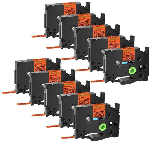Main image of GREENCYCLE Compatible for Brother P-Touch Label Tape TZe-B41 18mm 0.7" Laminated Fluorescent Orange TZeB41 TZ-B41 TZe TZ 3/4 inch Black on Orange Label Tape, 10 Pack