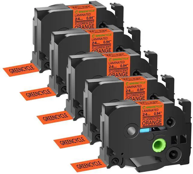 Main image of GREENCYCLE Compatible for Brother P-Touch Label Tape TZe-B51 24mm 0.94" Laminated Fluorescent Orange TZeB51 TZ-B51 TZe TZ 1 inch Black on Orange Label Tape, 5 Pack