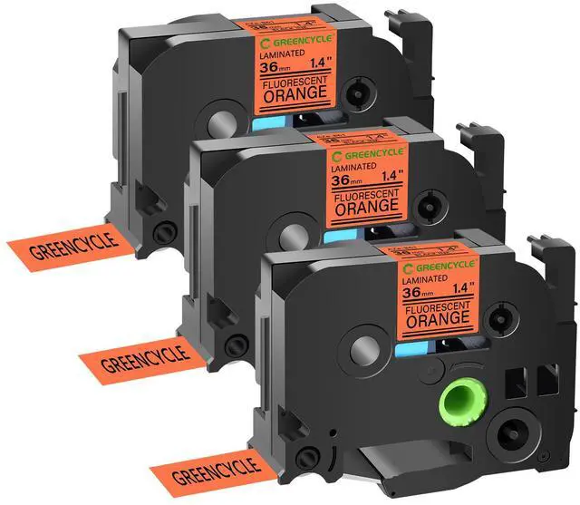Main image of GREENCYCLE Compatible for Brother P-Touch Label Tape TZe-B61 36mm 1.4" Laminated Fluorescent Orange TZeB51 TZ-B61 TZe TZ 1-1/2 inch Black on Orange Label Tape, 3 Pack