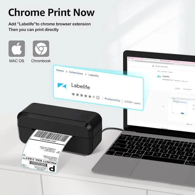 Alt view image 5 of 7 - GREENCYCLE Bluetooth Thermal Shipping Label Printer, 4x6 Shipping Label Printer, Wireless Desktop Label Printer