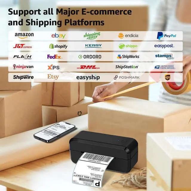 Alt view image 4 of 7 - GREENCYCLE Bluetooth Thermal Shipping Label Printer, 4x6 Shipping Label Printer, Wireless Desktop Label Printer