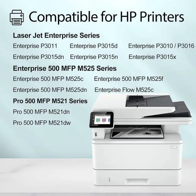Alt view image 2 of 6 - GREENCYCLE 2 Pack Compatible Black Toner Cartridge Replacement for HP CE255X 55X CE255A 55A LaserJet Enterprise P3015dn P3015x LaserJet Pro 500 MFP M521dn M521dw M525 Printer