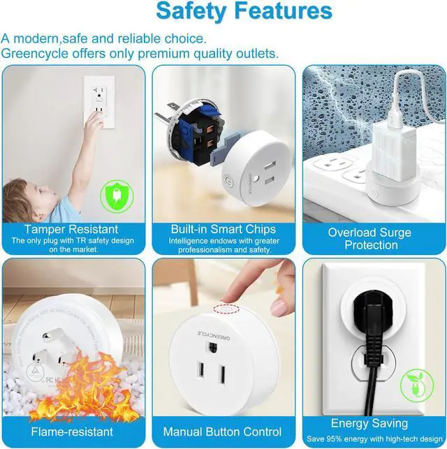 Alt view image 5 of 7 - Wireless Wall Switch Remote Control Outlet,GreenCyle Remote Control Outlet Plug Switch,15A/1500W,TUV List,No Wiring Needed,300ft RF Range,for Lamp,Fans,Household Appliances