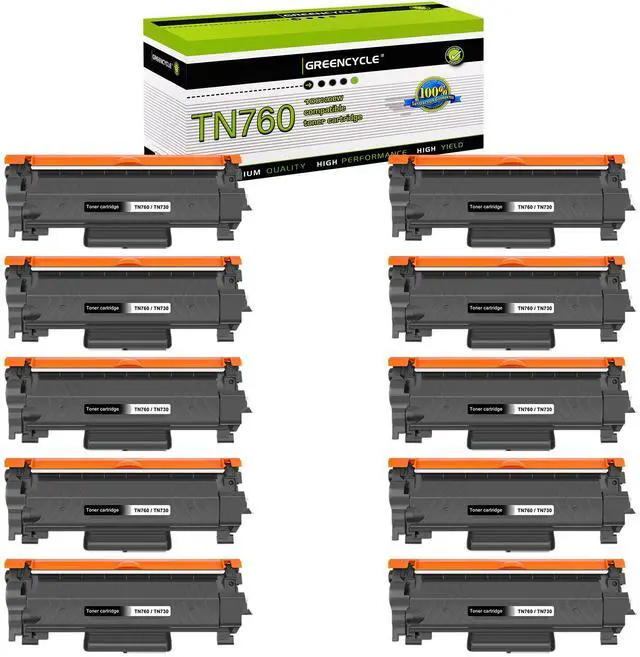 Main image of GREENCYCLE Toner Cartridge WITH CHIP Compatible for Brother TN760 TN730 use in DCP-L2550DW HL-L2350DW Printer (Black, 10 Pack)