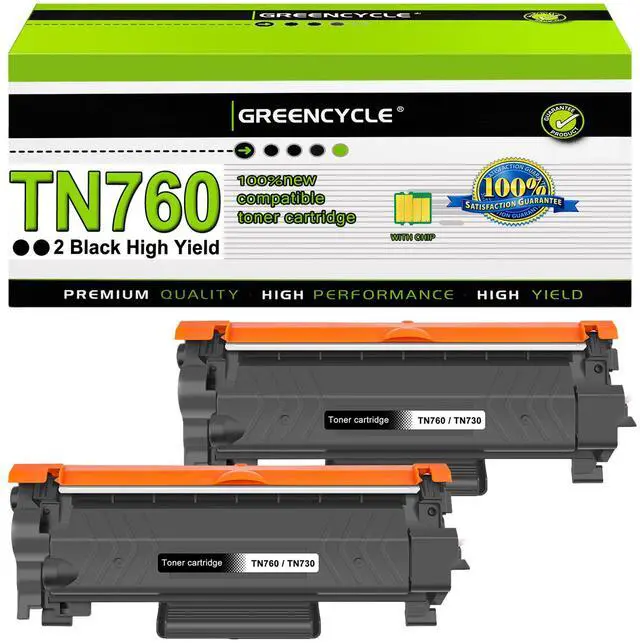 Main image of GREENCYCLE Compatible Toner Cartridge Replacement for Brother TN760 TN-760 TN730 Use for HL-L2350DW HL-L2395DW HL-L2390DW HL-L2370DW MFC-L2750DW MFC-L2710DW DCP-L2550DW Printer (Black,2-Pack)