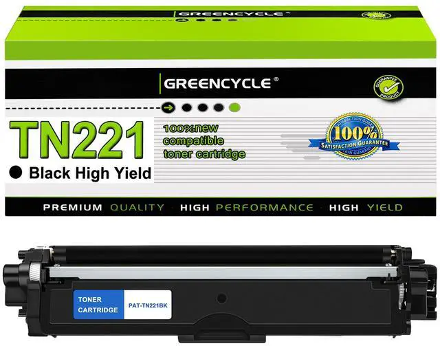 Main image of GREENCYCLE Compatible Replacement for Brother 221 TN221 TN-221 TN221BK TN-221BK Black Toner Cartridge HL-3140CW MFC-9130CW