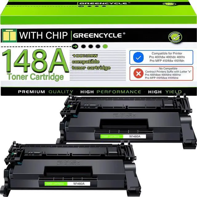 Main image of Greencycle W1480A Toner Cartridge With CHIP Compatible Replacement for Hp 148A Black Cartridge Laser jet Pro 4001dw 4001dn 4001n MFP 4101fdw 4101fdn(2Pk,with chip)