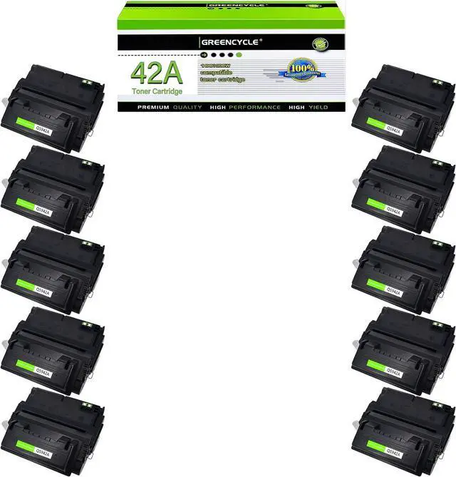 Main image of greencycle Q5942A Compatible Toner Cartridge Replacement for HP 42A Q5942A Black Cartridge Laserjet 4200 4240 4250 4250TN 4250N 4250DTN 4300 4350 4345MFP 4350N 4350TN 4350DTN Series Printers (10Pk)