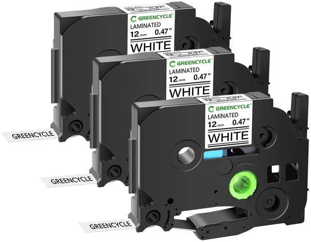 Main image of GREENCYCLE 3 Pack 12mm 0.47'' Laminated White Tape Compatible for Ptouch TZe-231 TZ-231 AZe-231 Label Maker Tape TZe231 TZ231 1/2'' TZe TZ Tape for Ptouch PT-H110 H100 D200 D210 D400 D600