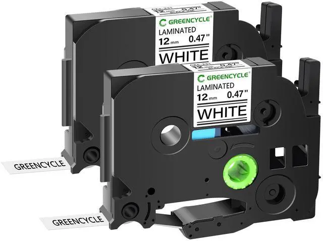 Main image of GREENCYCLE 2 Pack 12mm 0.47'' Laminated White Tape Compatible for Ptouch TZe-231 TZ-231 AZe-231 Label Maker Tape TZe231 TZ231 1/2'' TZe TZ Tape for Ptouch PT-H110 H100 D200 D210 D400 D600