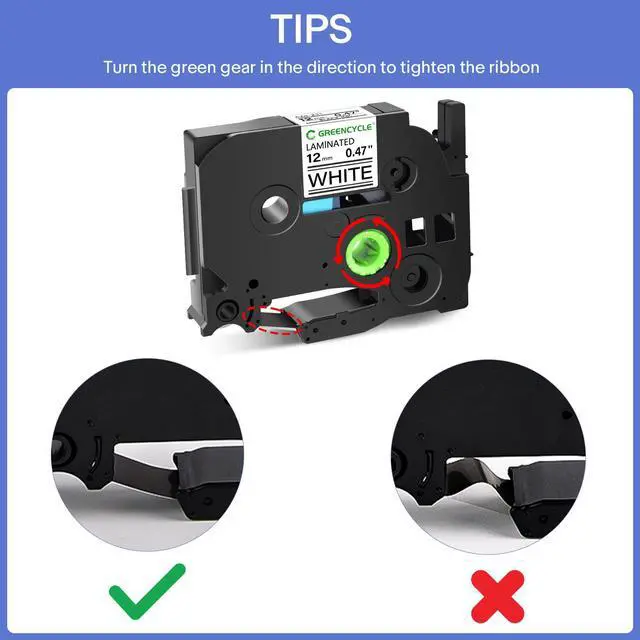 Alt view image 6 of 7 - GREENCYCLE 2 Pack 12mm 0.47'' Laminated White Tape Compatible for Ptouch TZe-231 TZ-231 AZe-231 Label Maker Tape TZe231 TZ231 1/2'' TZe TZ Tape for Ptouch PT-H110 H100 D200 D210 D400 D600