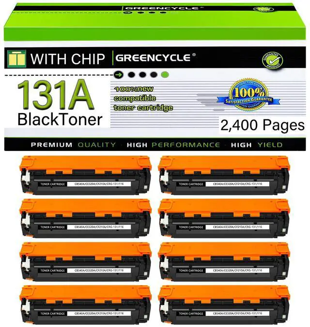 Main image of GREENCYCLE 8 Pack CF210A Black Compatible Toner Cartridge Replacement for HP 131A CF210A to use with Laser Jet Pro 200 color M276nw M251nw Printer