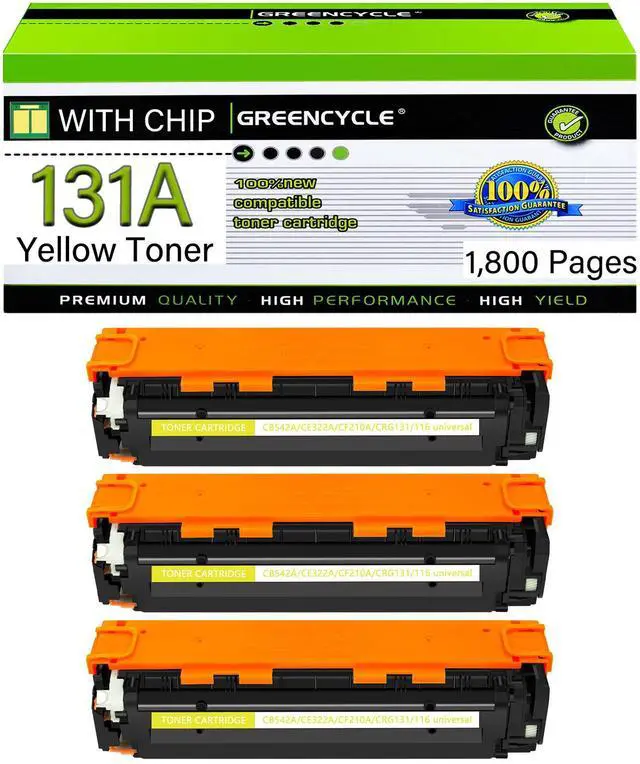 Main image of GREENCYCLE 3 Pack CF212A Yellow Compatible Toner Cartridge Replacement for HP 131A CF212A to use with Laser Jet Pro 200 color M276nw M251nw Printer