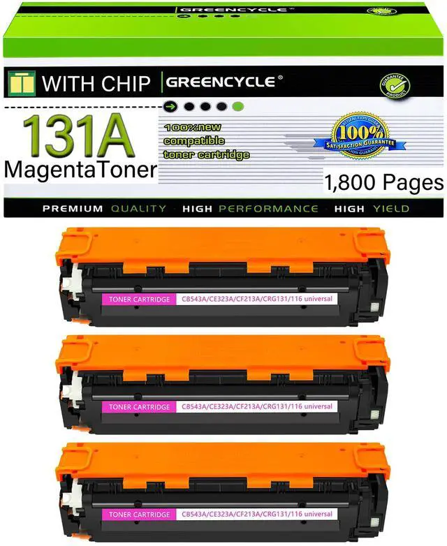 Main image of GREENCYCLE 3 Pack 131A Compatible Toner Cartridge Replacement for HP 131A CF211A CF212A CF213A work with Color Laser Jet CP1515n CP1518ni CP1215 CM1312 MFP Printer(1 Cyan 1 Yellow 1 Magenta)