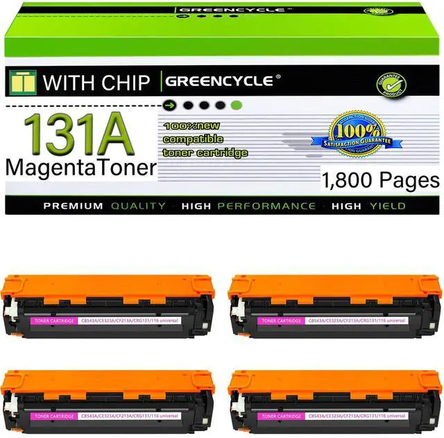 Main image of GREENCYCLE 4 Pack CF213A Magenta Compatible Toner Cartridge Replacement for HP 131A CF213A to use with Laser Jet Pro 200 color M276nw M251nw Printer