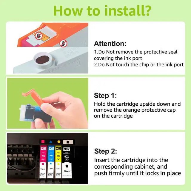 Alt view image 6 of 7 - Greencycle 902XL Ink Cartridge Replacement for HP 902 XL 902XL Compatible with HP Officejet 6950 6951 6962 Officejet Pro 6968 6970 6960 Printer(12 Combo Pack, Black Cyan Magenta Yellow)