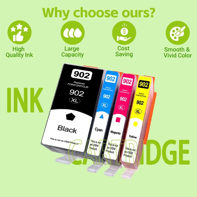 Alt view image 7 of 7 - Compatible 902XL ink cartridges Compatible for HP 902XL Ink Cartriges Black/Cyan/Magenta/Yellow 15 Pack Compatible with HP OfficeJet 6950 6960 OfficeJet Pro 6960 6970