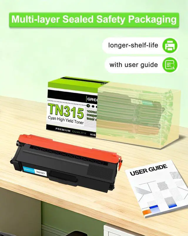Alt view image 6 of 7 - greencycle 1 Pack TN315 TN315C Cyan Toner Cartridge Replacement Compatible for Brother TN-315 HL-4150cdn HL-4570cdw HL-4570cdwt MFC-9460cdn MFC-9560cdw MFC-9970cdw Printers